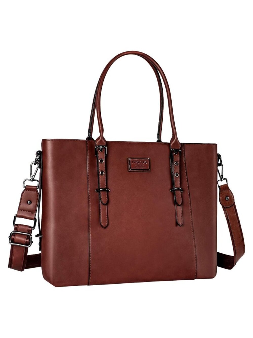 PU Leather Laptop Tote Bag for Women 17.3 inch Waterproof Shoulder Work Bag